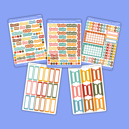 Retro Planner Stickers Bundle