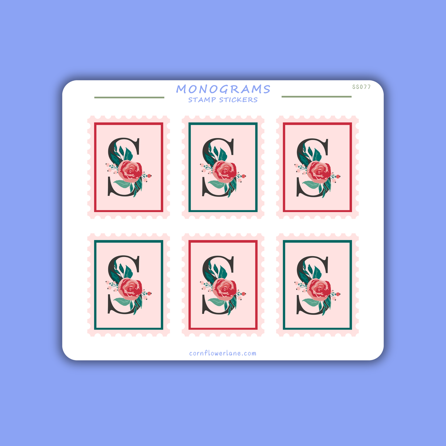 Stamp Stickers - Floral Monogram Collection