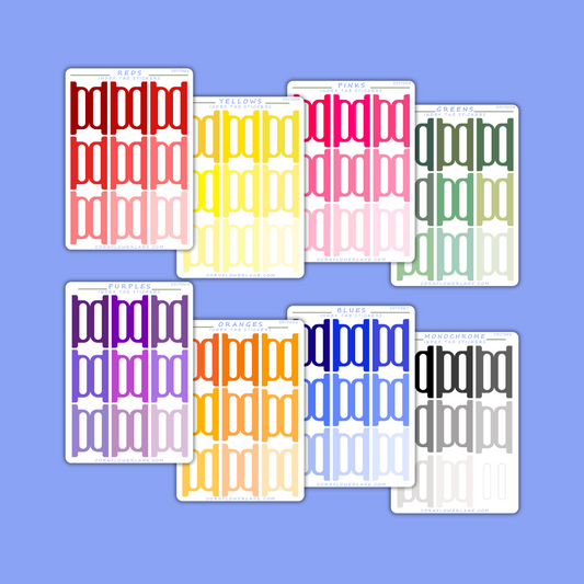 Colour Shades Index Tabs Sticker Sheet