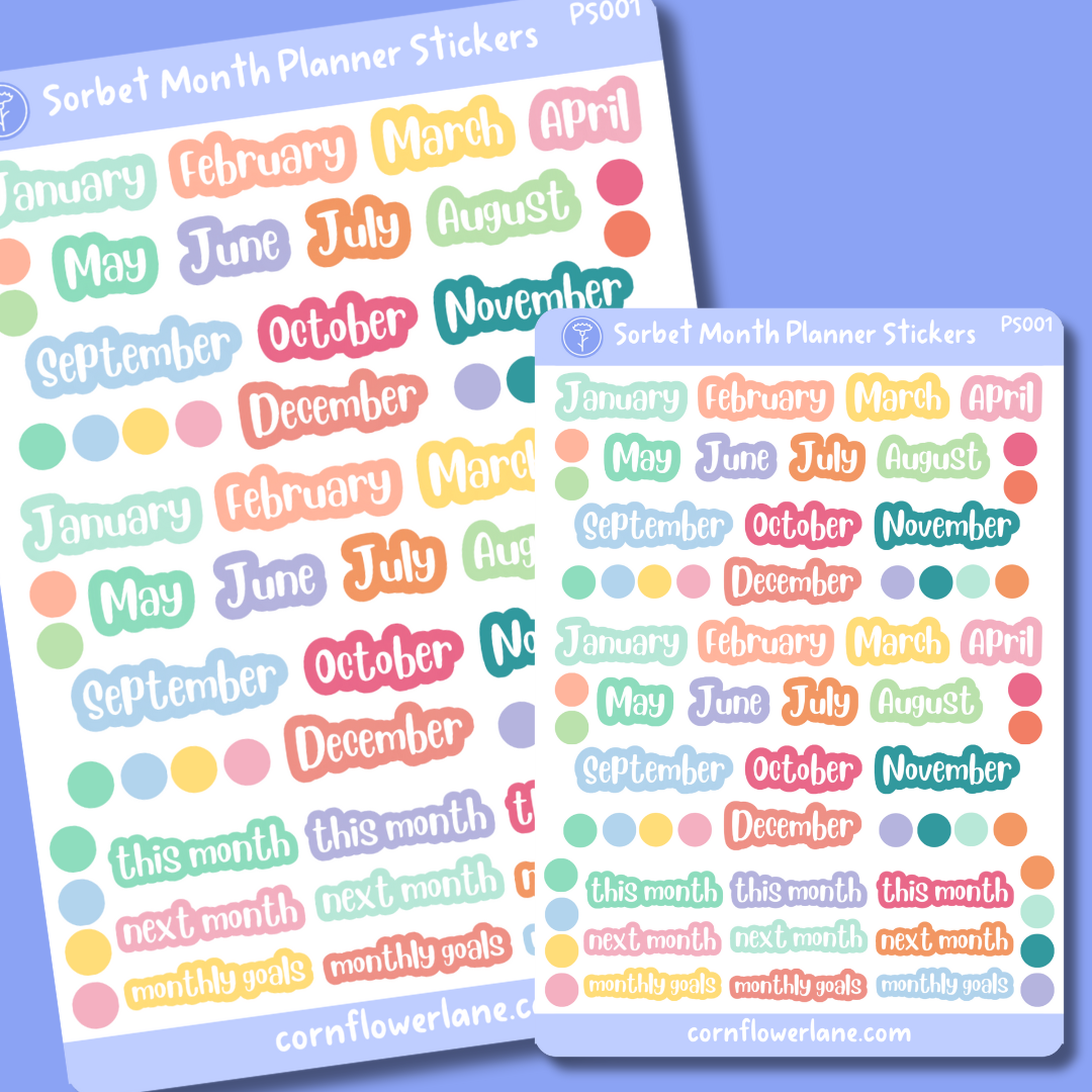 Sorbet Month Planner Sticker Sheet