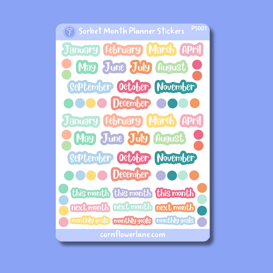 Sorbet Month Planner Sticker Sheet