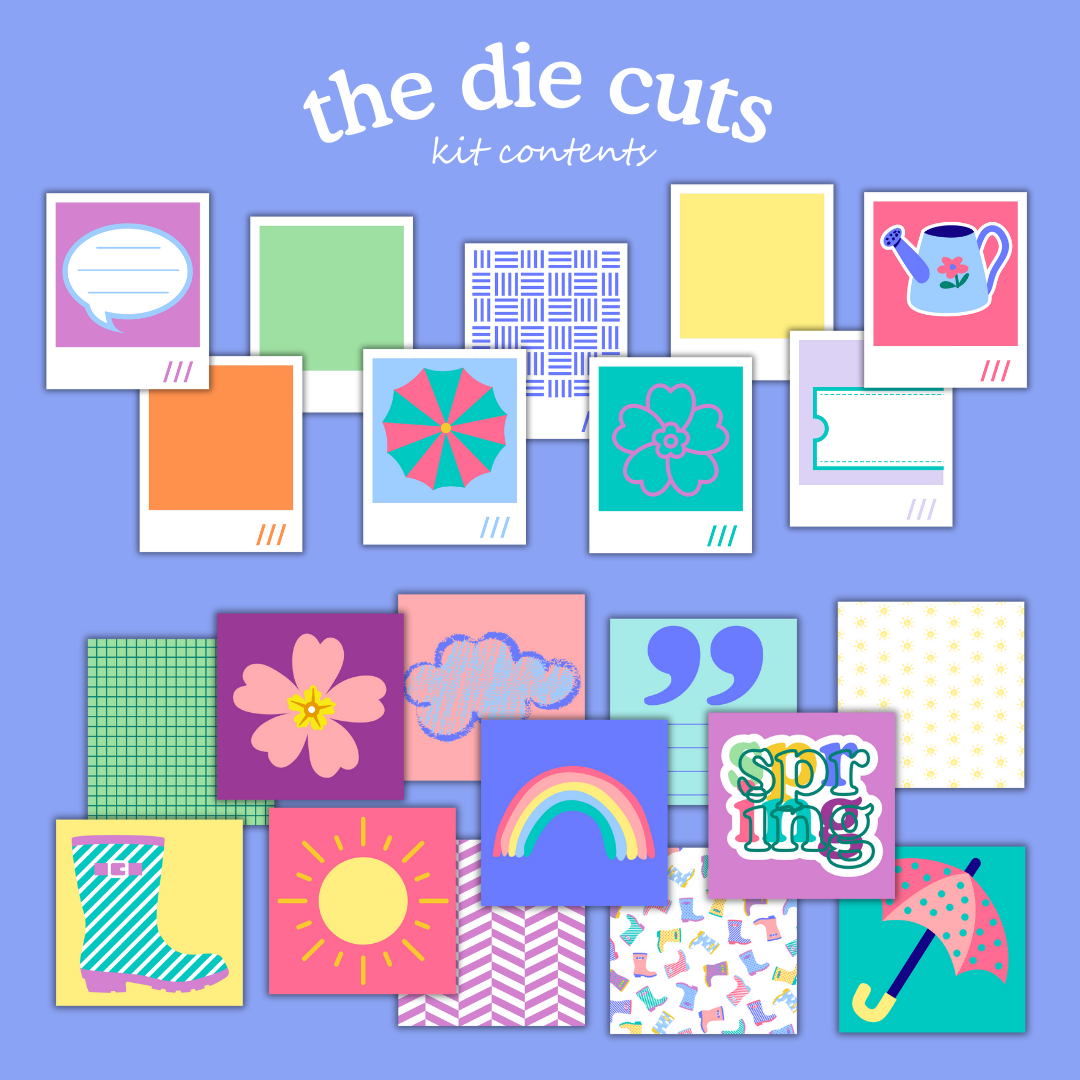 Spring Showers Digital Paper Craft Kit – Papers, Die Cuts & Cards (Digital Download)