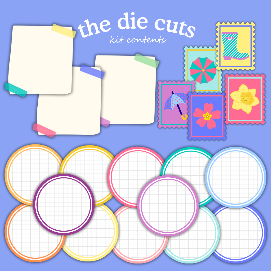 Spring Showers Digital Paper Craft Kit – Papers, Die Cuts & Cards (Digital Download)