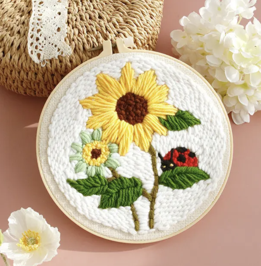 Punch Needle Picture Kit – Sunflower & Ladybird Design