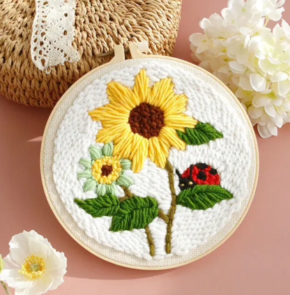 Punch Needle Picture Kit – Sunflower & Ladybird Design