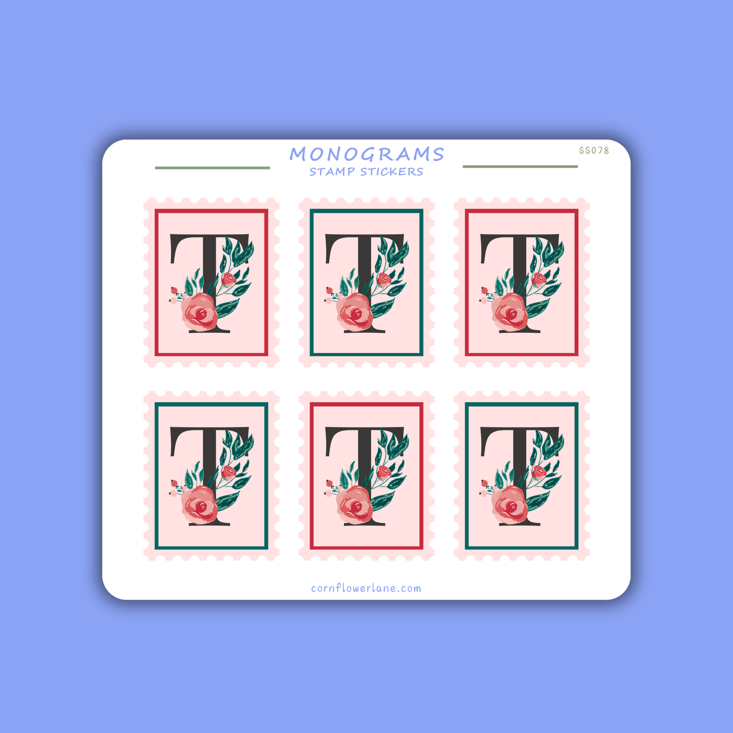 Stamp Stickers - Floral Monogram Collection