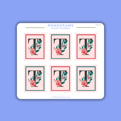 Stamp Stickers - Floral Monogram Collection