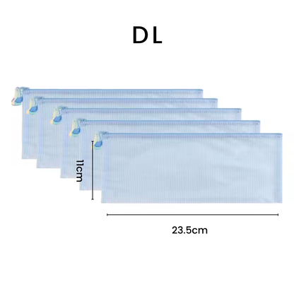 Pastel Mesh Zipper Pouch Set – Pack of 5 Storage Wallets