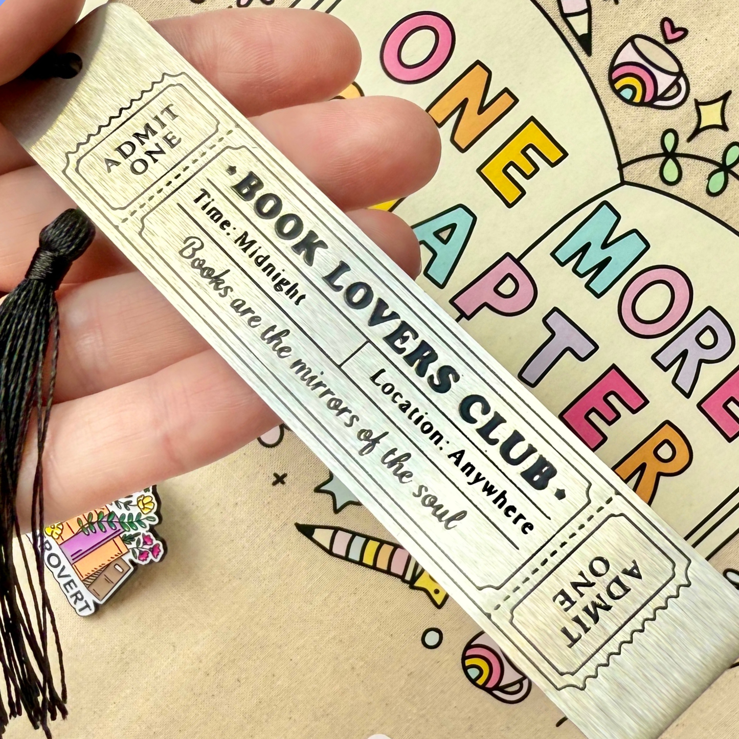 Book Lovers Club Metal Bookmark with Tassel