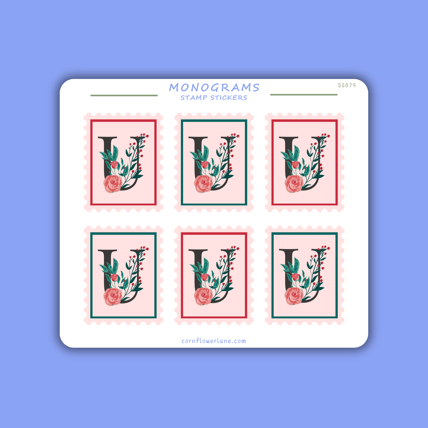 Stamp Stickers - Floral Monogram Collection