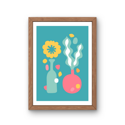 Floral Cutouts Vases Art Print - 2 sizes available