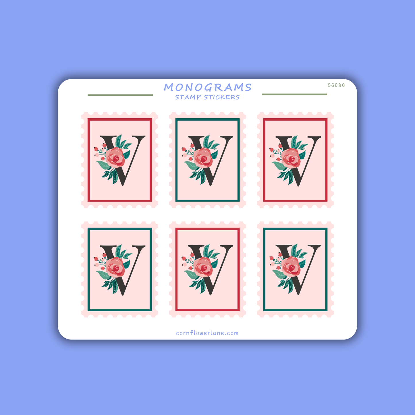 Stamp Stickers - Floral Monogram Collection