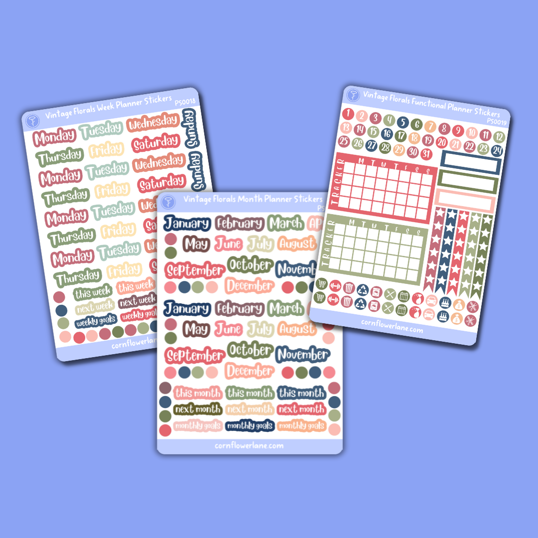 Vintage Florals Planner Stickers