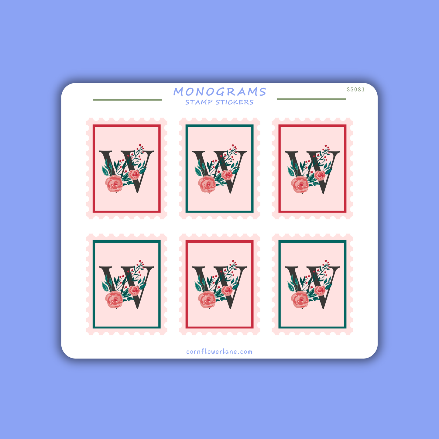 Stamp Stickers - Floral Monogram Collection