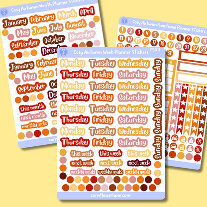 Cosy Autumn Week Planner Sticker Sheet