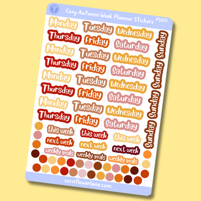 Cosy Autumn Week Planner Sticker Sheet