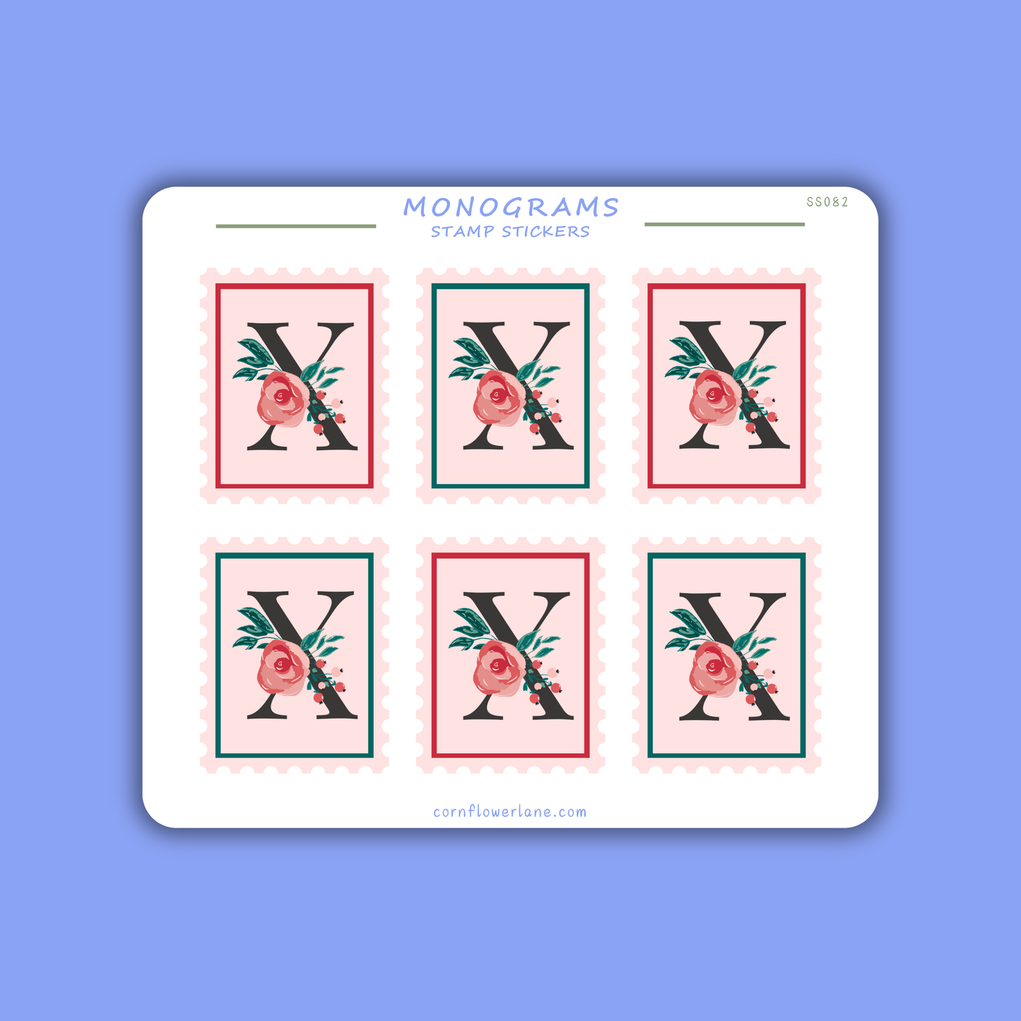 Stamp Stickers - Floral Monogram Collection