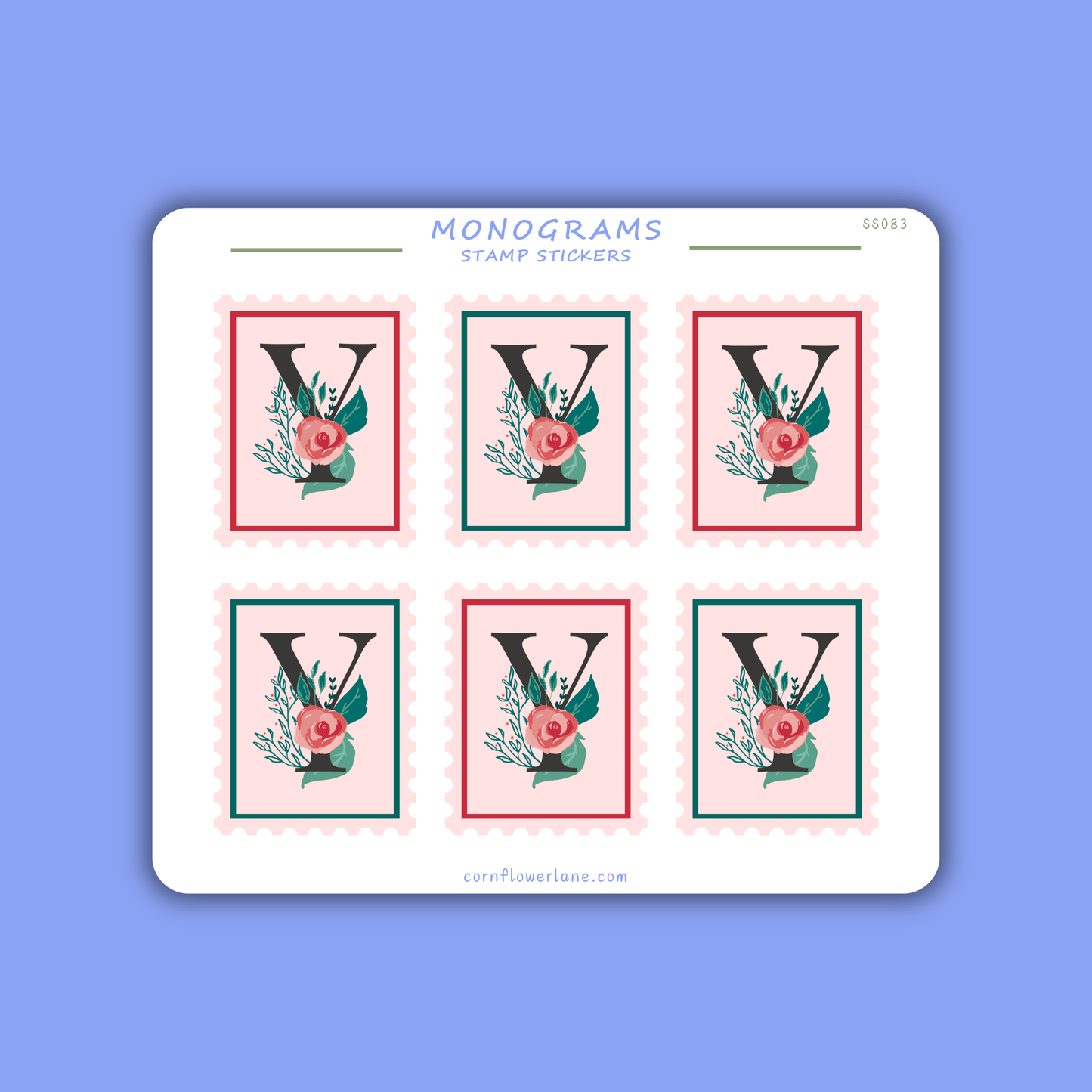 Stamp Stickers - Floral Monogram Collection