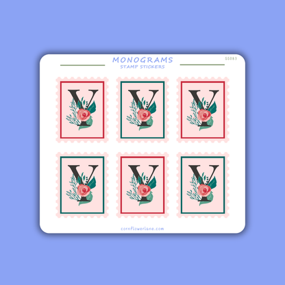 Stamp Stickers - Floral Monogram Collection