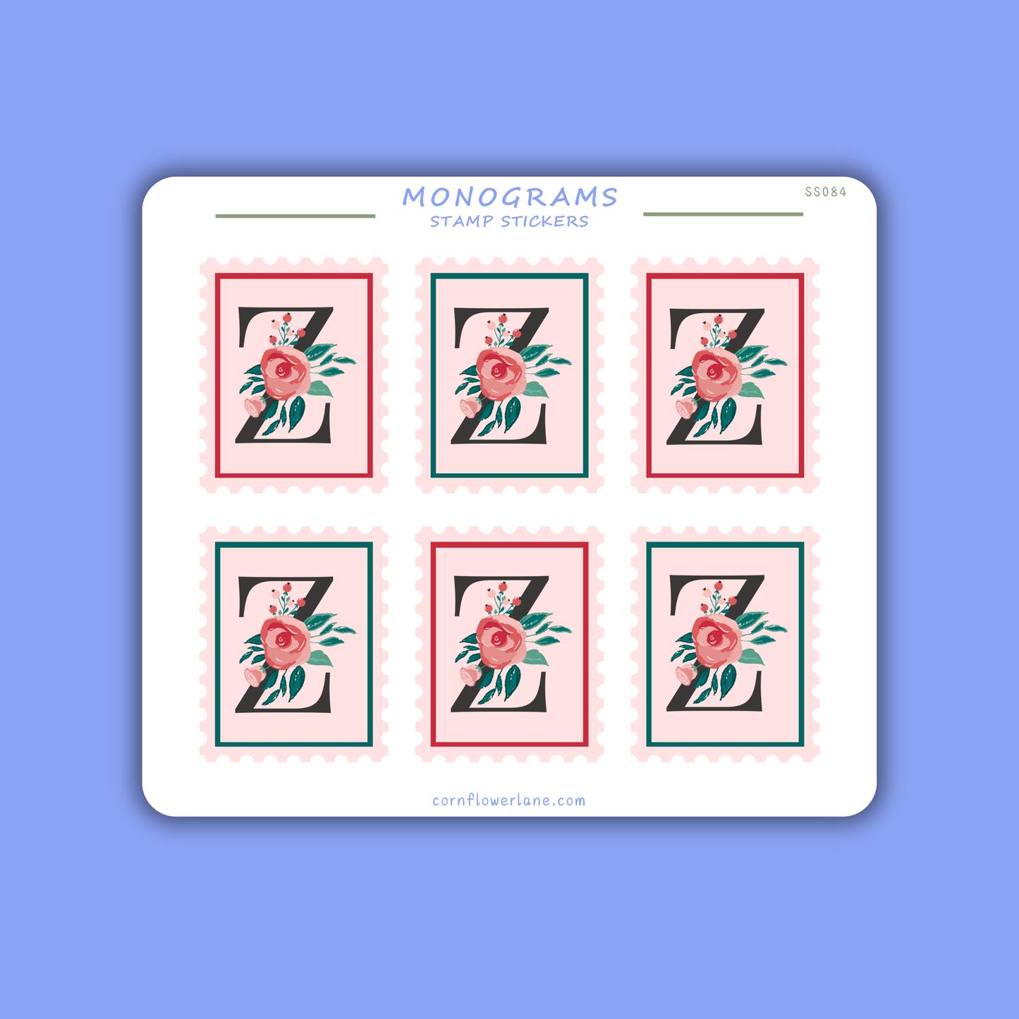 Stamp Stickers - Floral Monogram Collection