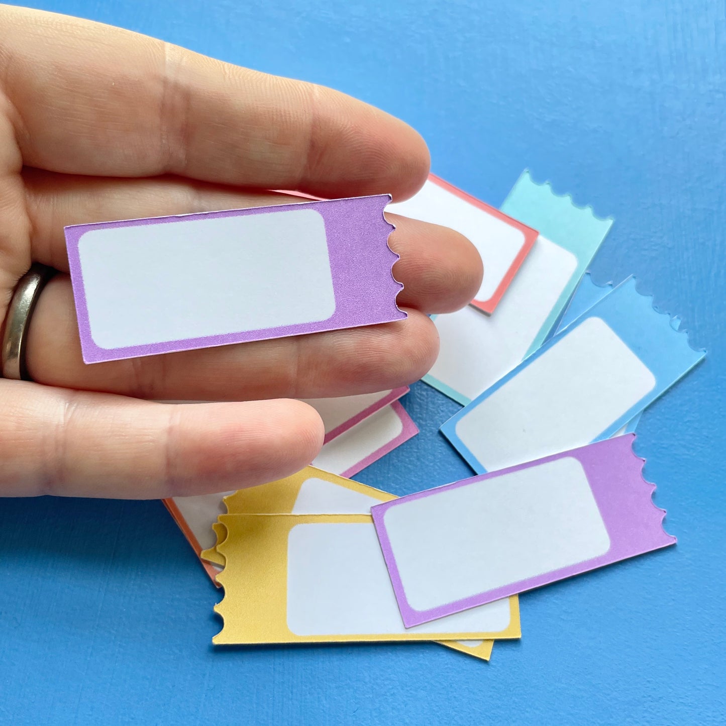 14 Coloured Ticket Die Cuts