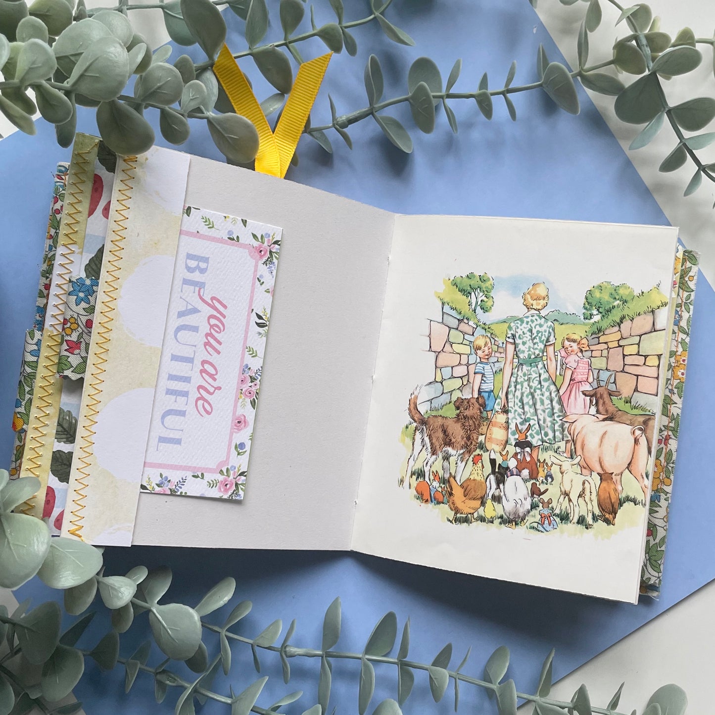 Handmade Soft Cover Upcycled Memory Keeping Journal - The Birthday Picnic at Blackberry Farm