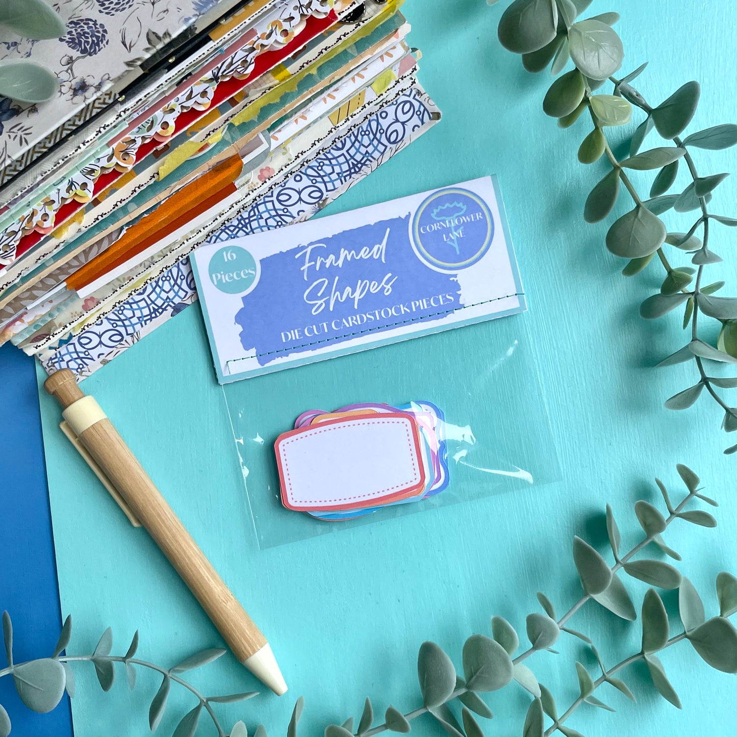 16 Coloured Framed Shapes Die Cuts