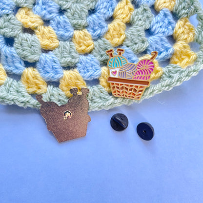 Yarn Basket Enamel Pin
