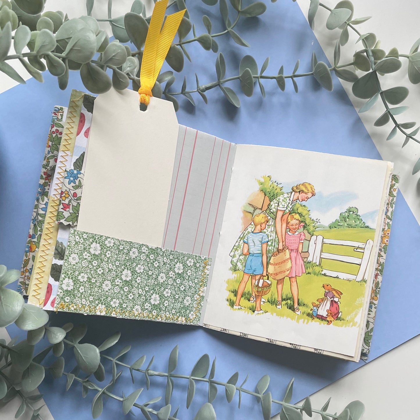 Handmade Soft Cover Upcycled Memory Keeping Journal - The Birthday Picnic at Blackberry Farm