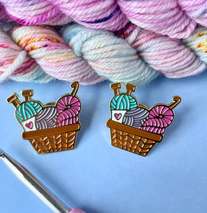 Yarn Basket Enamel Pin