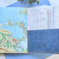 Handmade Travel Themed Fabric Cover Journal - Teal